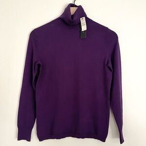 Talbots turtleneck sweater- petite small - cotton blend - deep purple - NWT